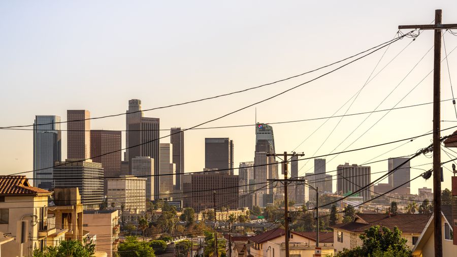 Los Angeles skyline at sunset