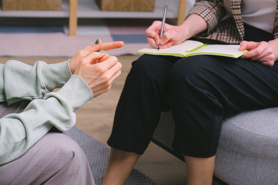Therapist and client in conversation during a session
